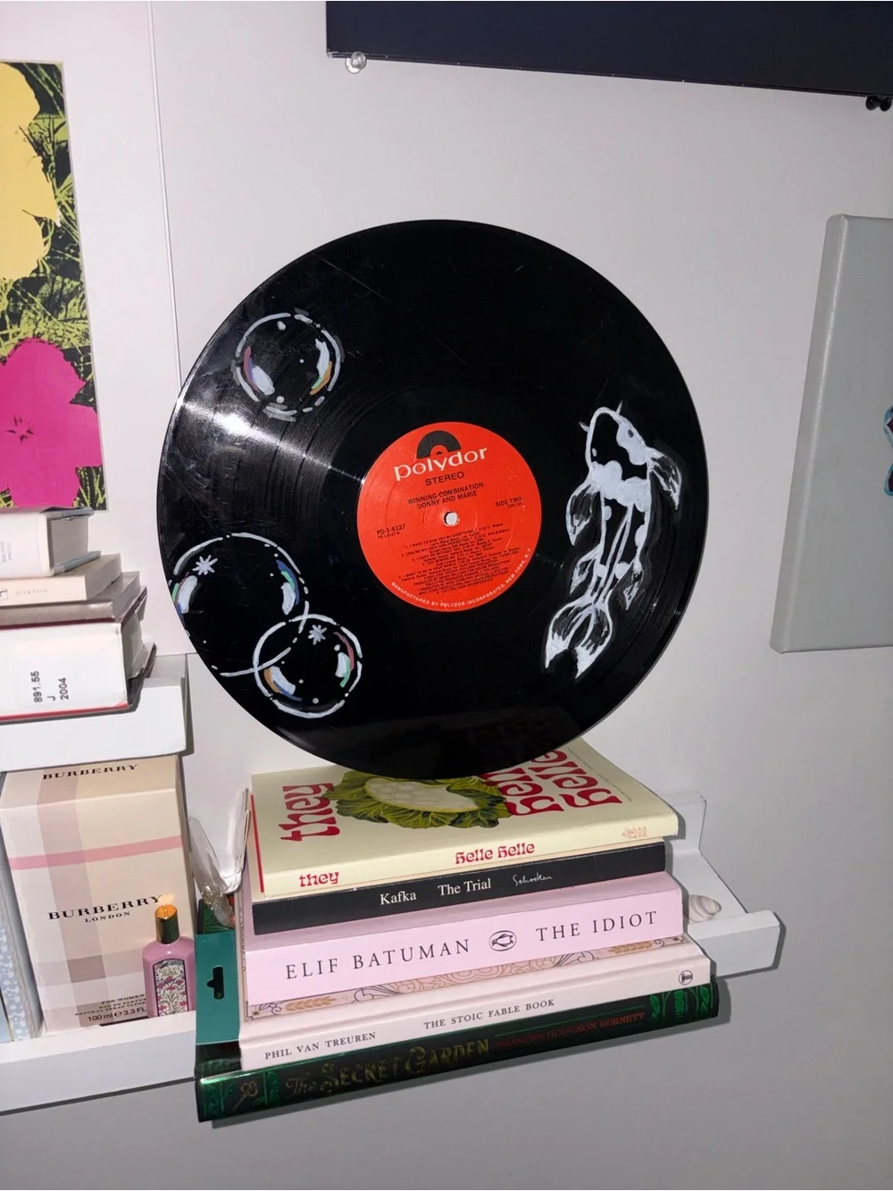 Polydor Black Vinyl Wall Art with White Fish & Bubble Accents